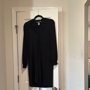 H&M Black Sheath Dress with Cuffed Long Sleeves